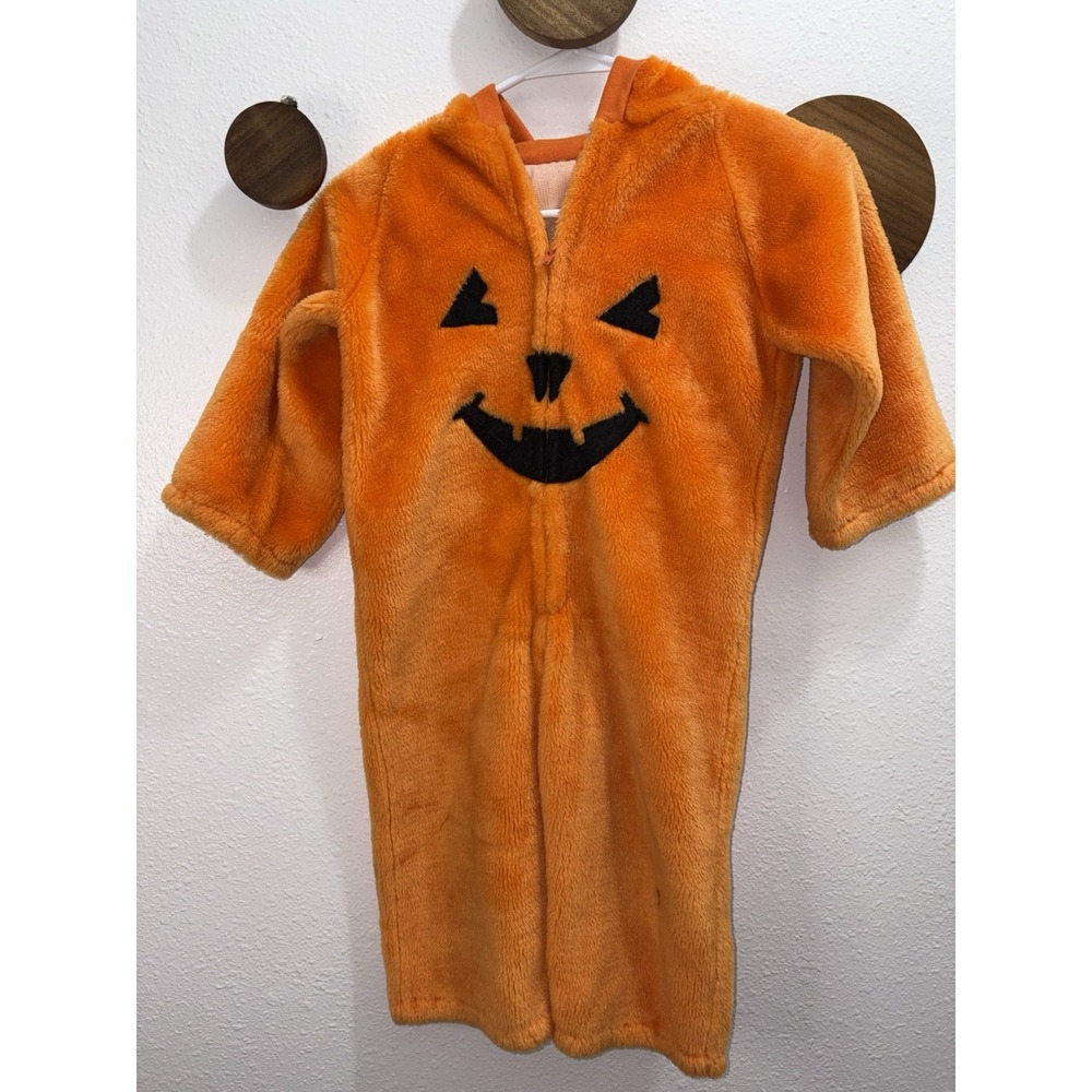 VTG 1998 Chrisha Plush Pumpkin Hooded Full Zip One Piece Costume For Ages 2-4